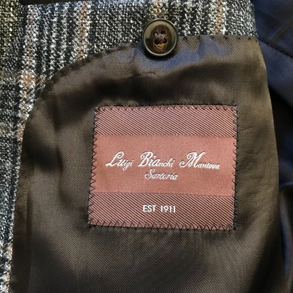 Sartoria Loro Piana Sport Coat Jacket Mens 54 R 44 Gray Plaid Wool Silk Lined - Picture 7 of 14